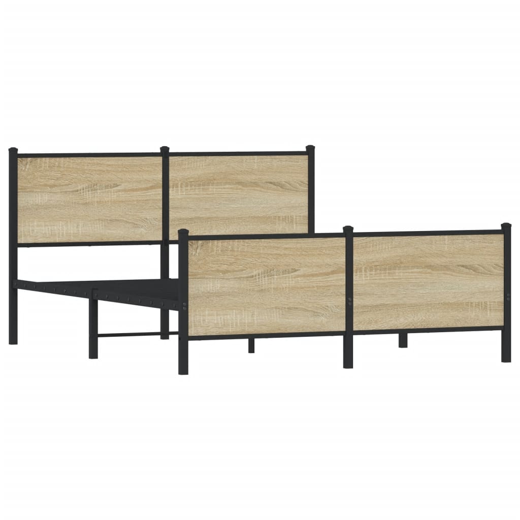 Metal Bed Frame without Mattress Sonoma Oak 150x200 cm King Size