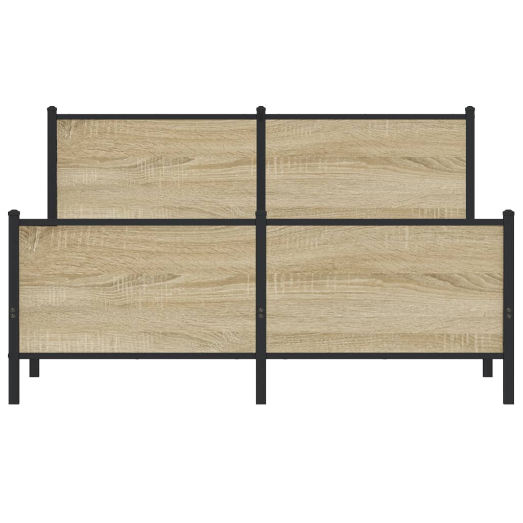 Metal Bed Frame without Mattress Sonoma Oak 160x200 cm