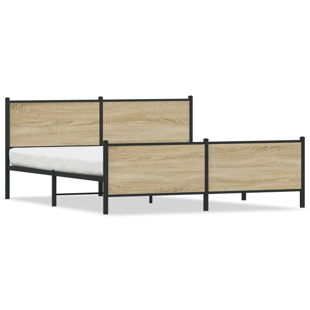 Metal Bed Frame without Mattress Sonoma Oak 183x213 cm