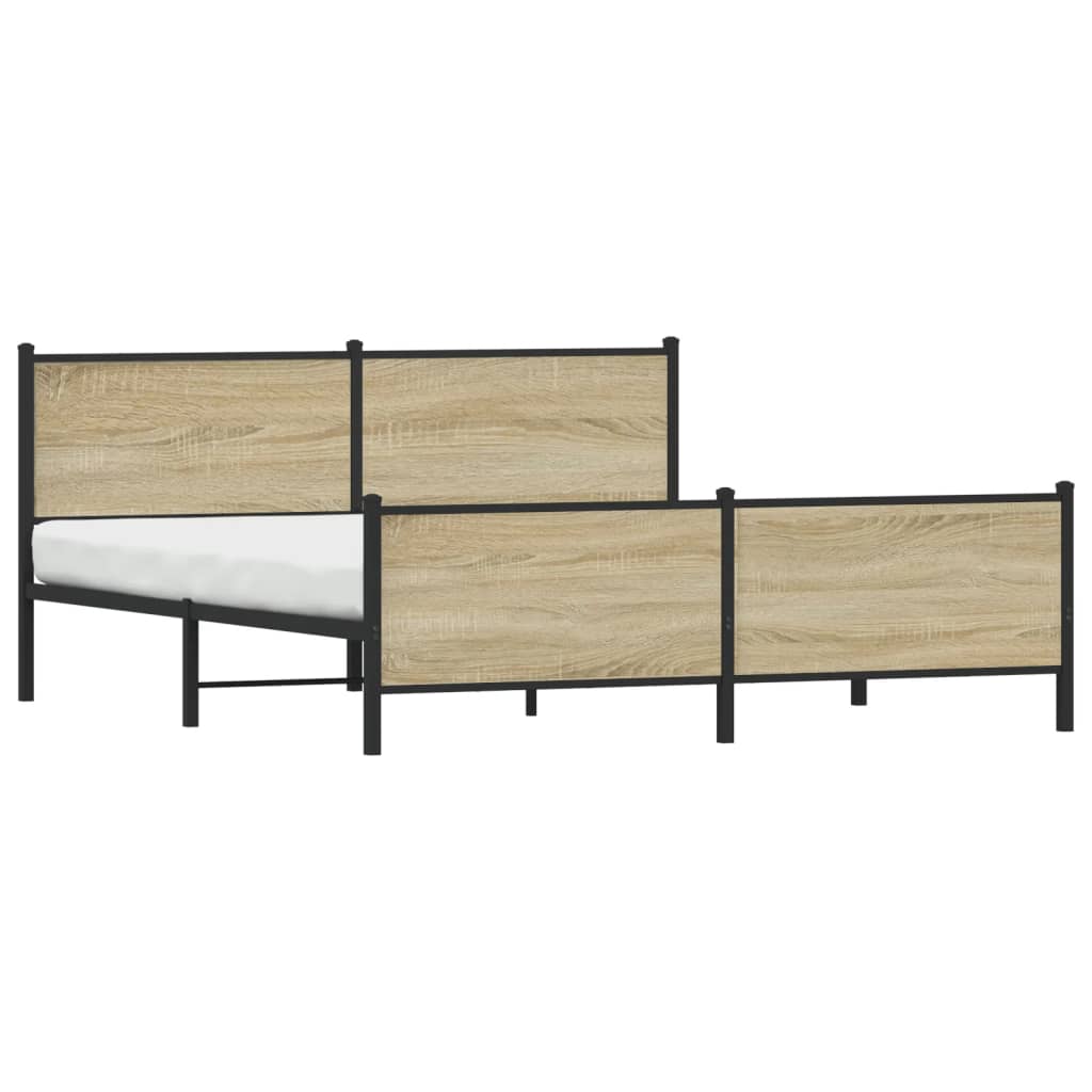 Metal Bed Frame without Mattress Sonoma Oak 193x203 cm