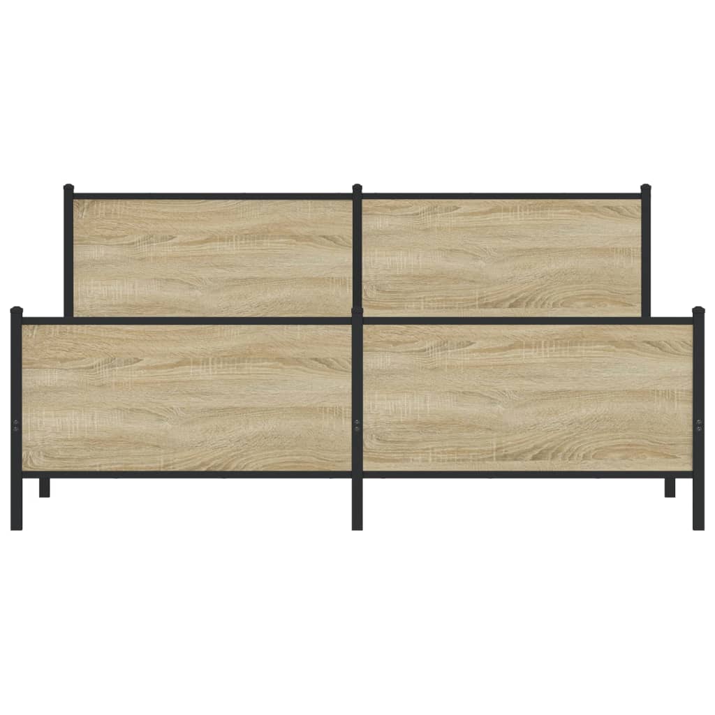 Metal Bed Frame without Mattress Sonoma Oak 193x203 cm