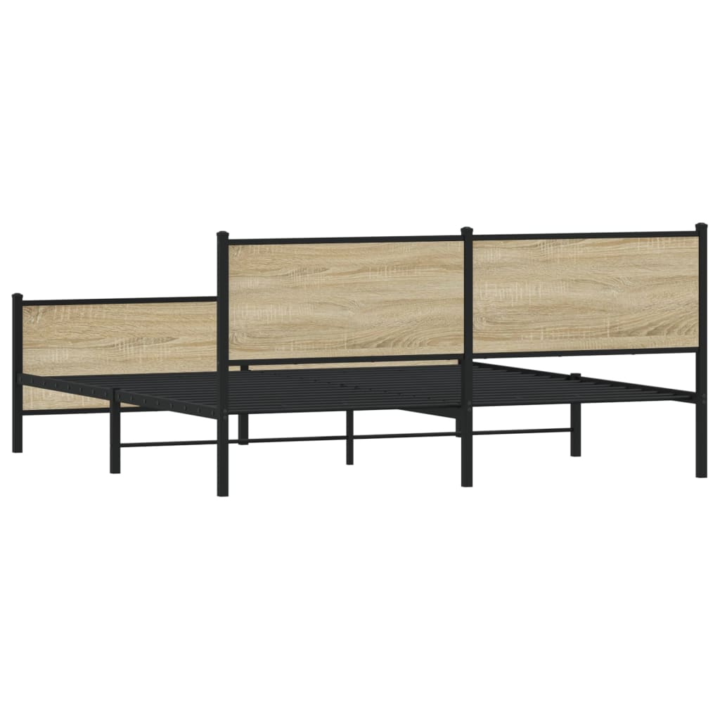 Metal Bed Frame without Mattress Sonoma Oak 200x200 cm