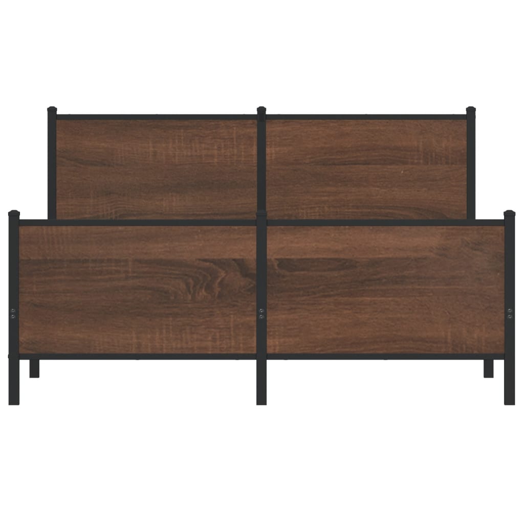 Metal Bed Frame without Mattress Brown Oak 160x200 cm