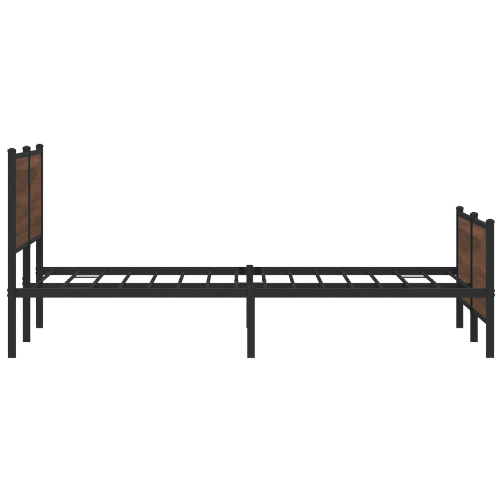 Metal Bed Frame without Mattress Brown Oak 183x213 cm