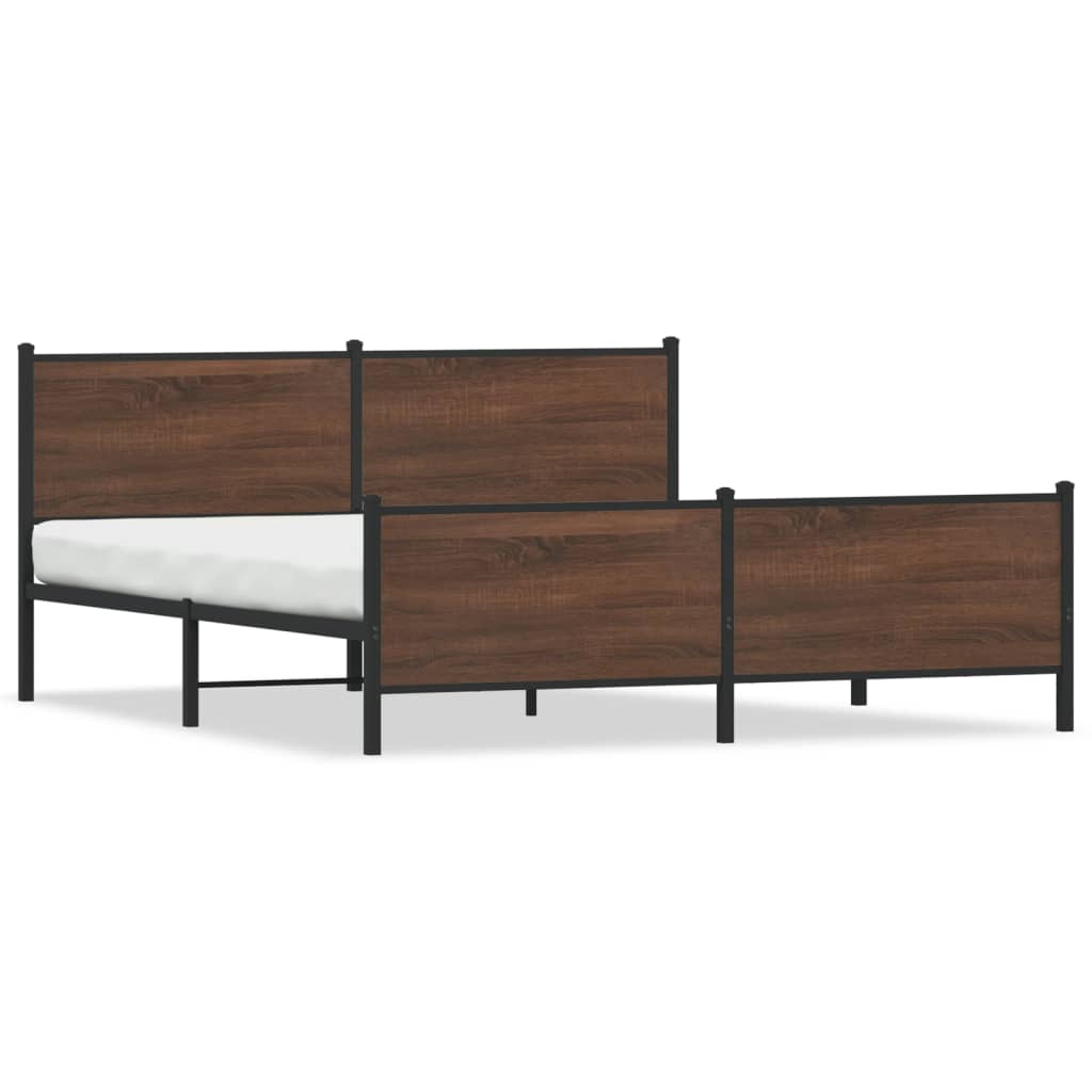 Metal Bed Frame without Mattress Brown Oak 200x200 cm