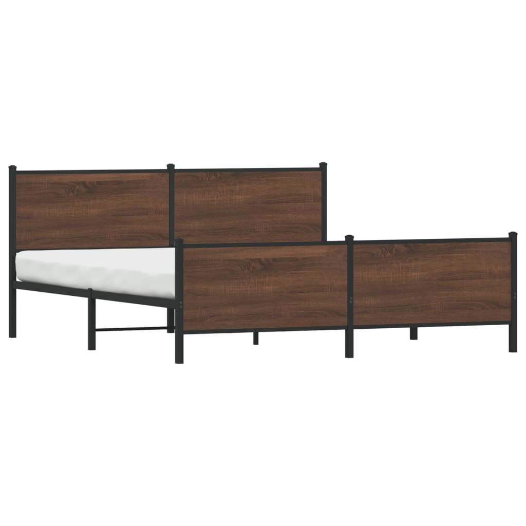 Metal Bed Frame without Mattress Brown Oak 200x200 cm