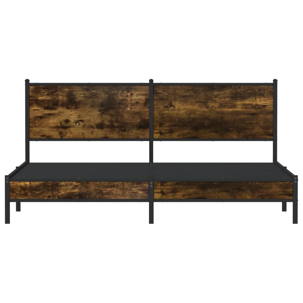 Metal Bed Frame without Mattress Smoked Oak 183x213 cm