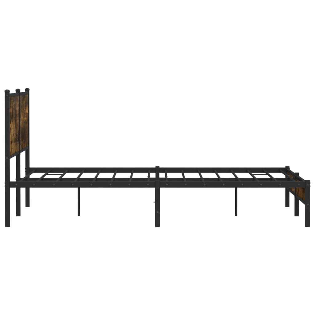 Metal Bed Frame without Mattress Smoked Oak 183x213 cm