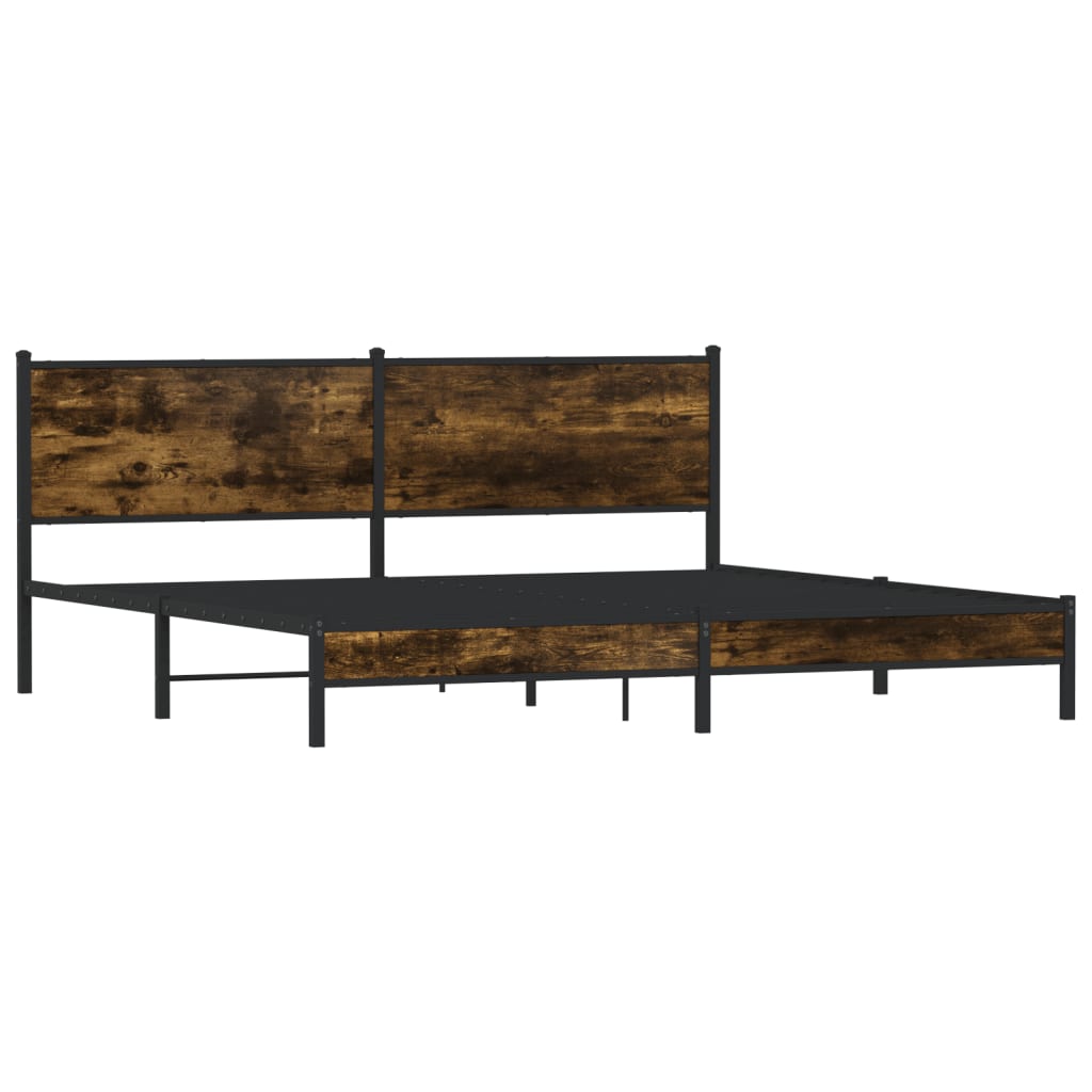 Metal Bed Frame without Mattress Smoked Oak 193x203 cm