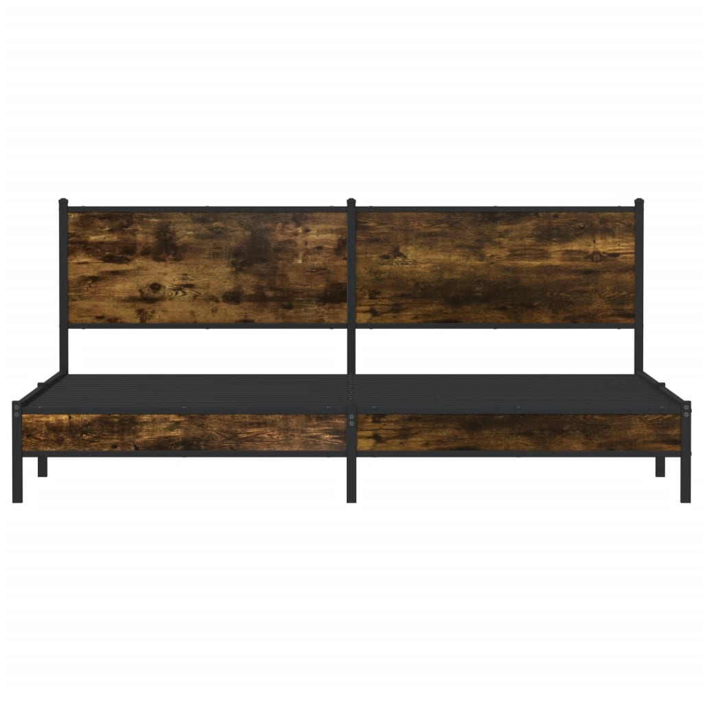 Metal Bed Frame without Mattress Smoked Oak 193x203 cm