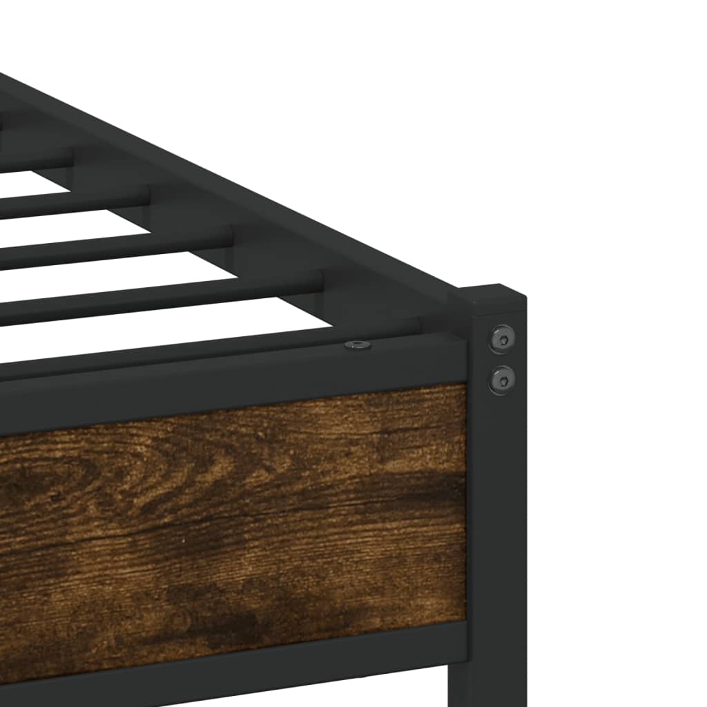 Metal Bed Frame without Mattress Smoked Oak 193x203 cm