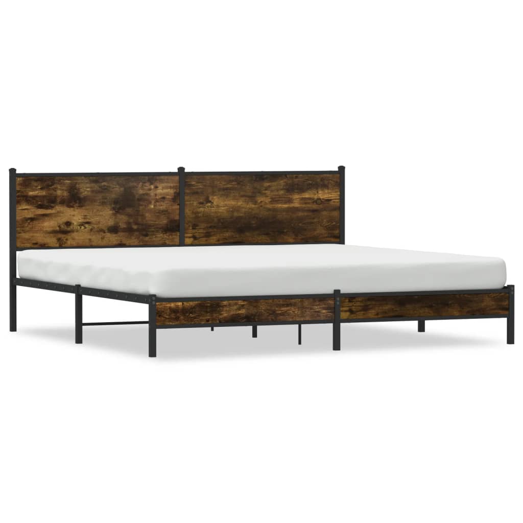 Metal Bed Frame without Mattress Smoked Oak 200x200 cm