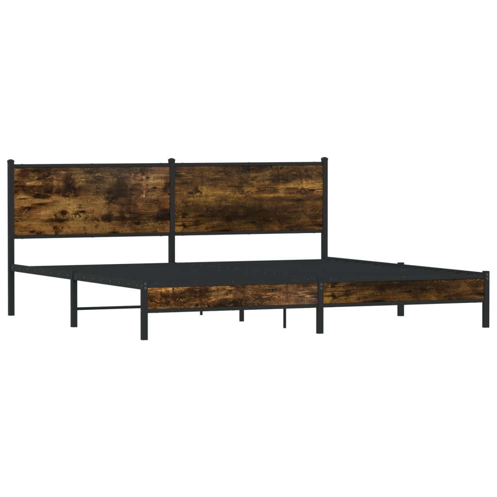 Metal Bed Frame without Mattress Smoked Oak 200x200 cm