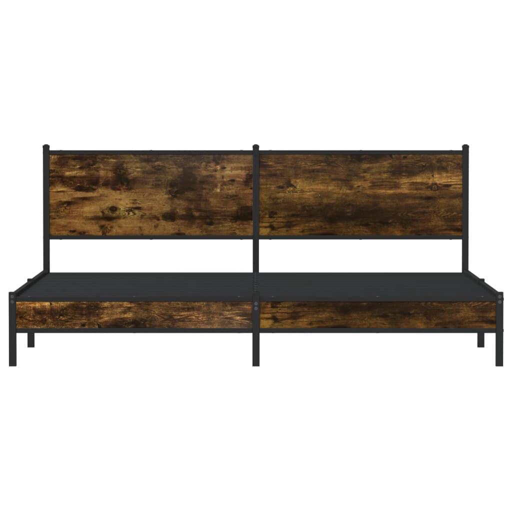 Metal Bed Frame without Mattress Smoked Oak 200x200 cm