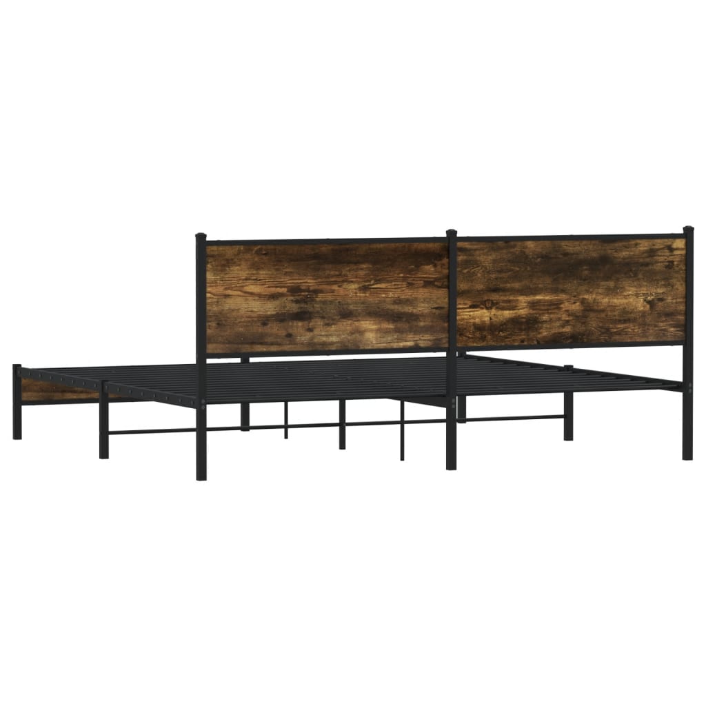 Metal Bed Frame without Mattress Smoked Oak 200x200 cm
