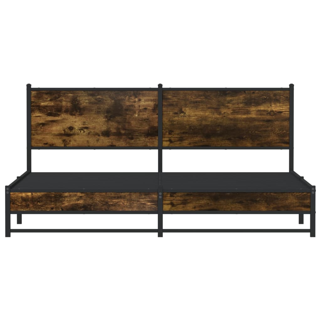 Metal Bed Frame without Mattress Smoked Oak 180x200 cm Super King