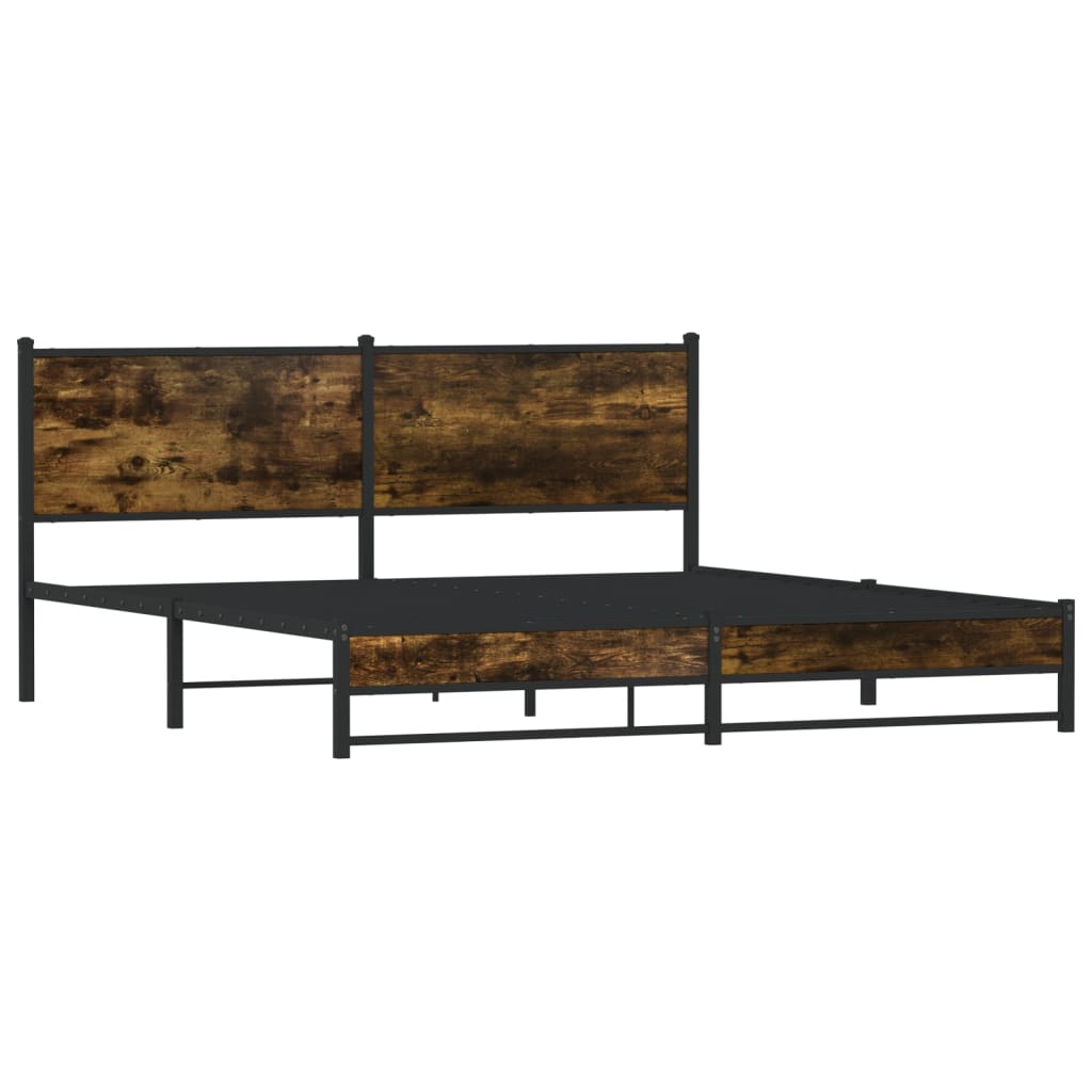 Metal Bed Frame without Mattress Smoked Oak 183x213 cm
