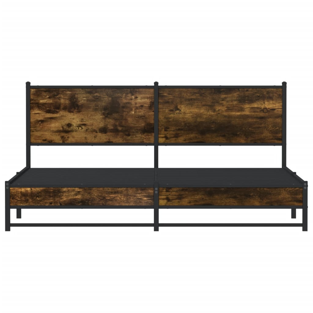 Metal Bed Frame without Mattress Smoked Oak 183x213 cm