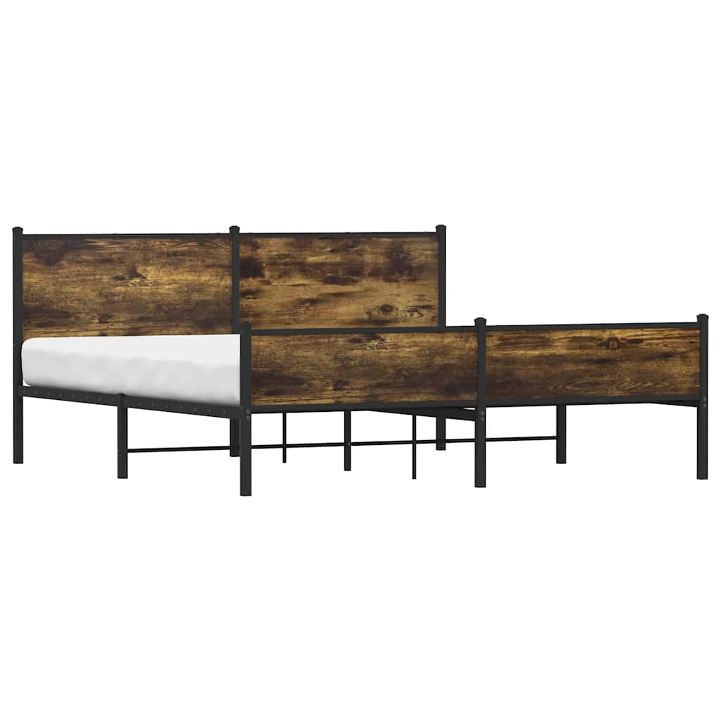 Metal Bed Frame without Mattress Smoked Oak 183x213 cm