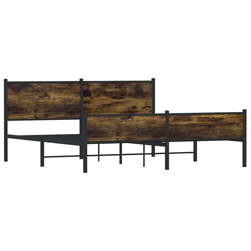 Metal Bed Frame without Mattress Smoked Oak 183x213 cm