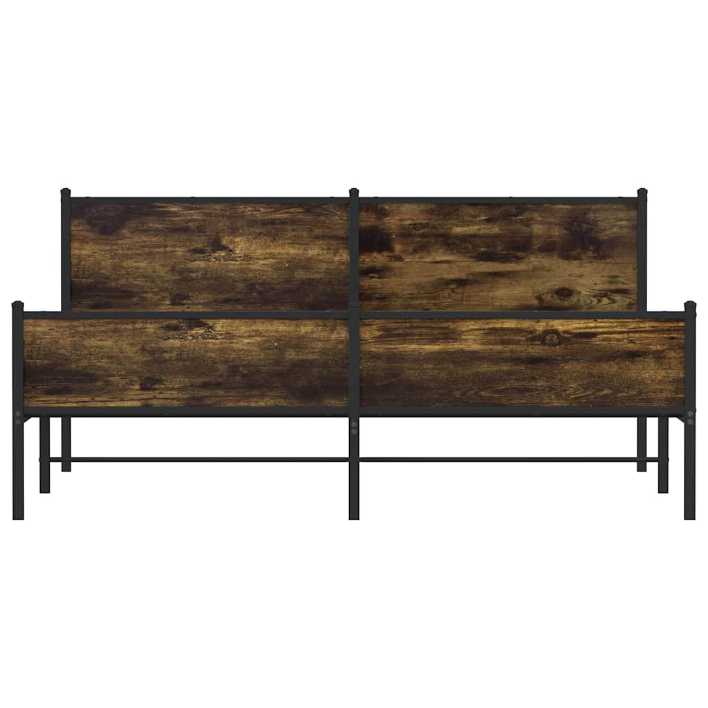 Metal Bed Frame without Mattress Smoked Oak 183x213 cm