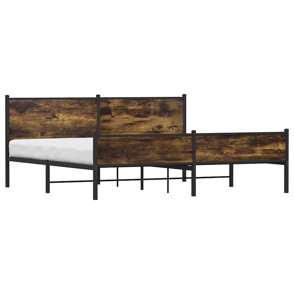 Metal Bed Frame without Mattress Smoked Oak 200x200 cm