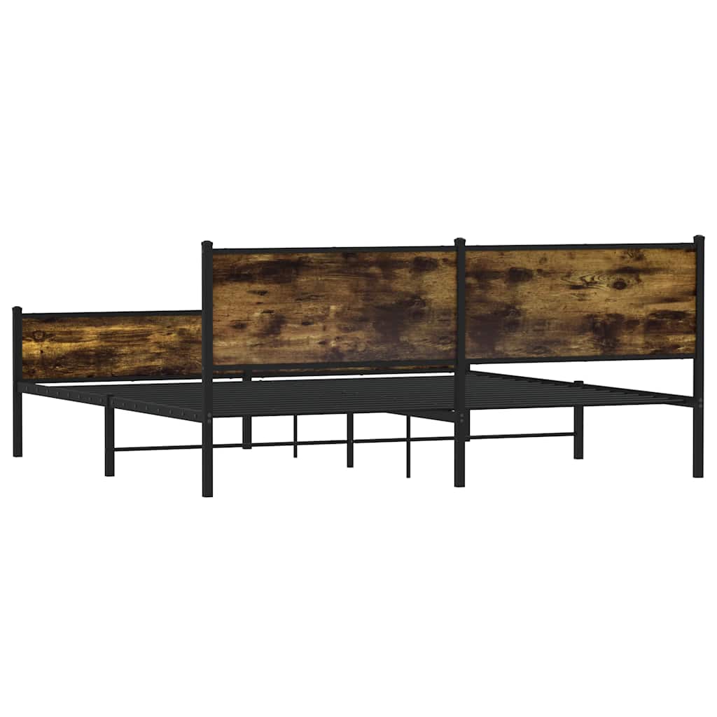 Metal Bed Frame without Mattress Smoked Oak 200x200 cm