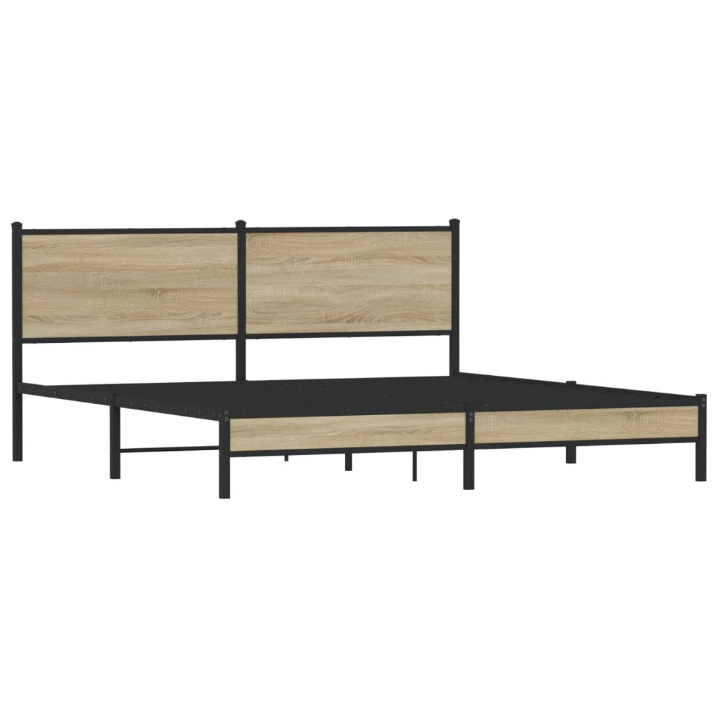 Metal Bed Frame without Mattress Sonoma Oak 180x200 cm Super King