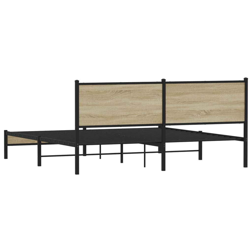 Metal Bed Frame without Mattress Sonoma Oak 180x200 cm Super King