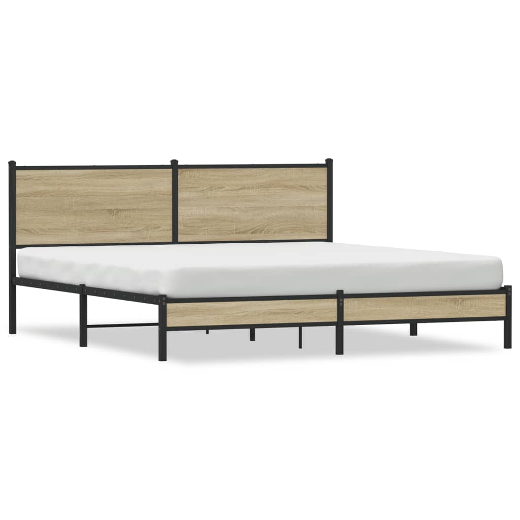 Metal Bed Frame without Mattress Sonoma Oak 183x213 cm