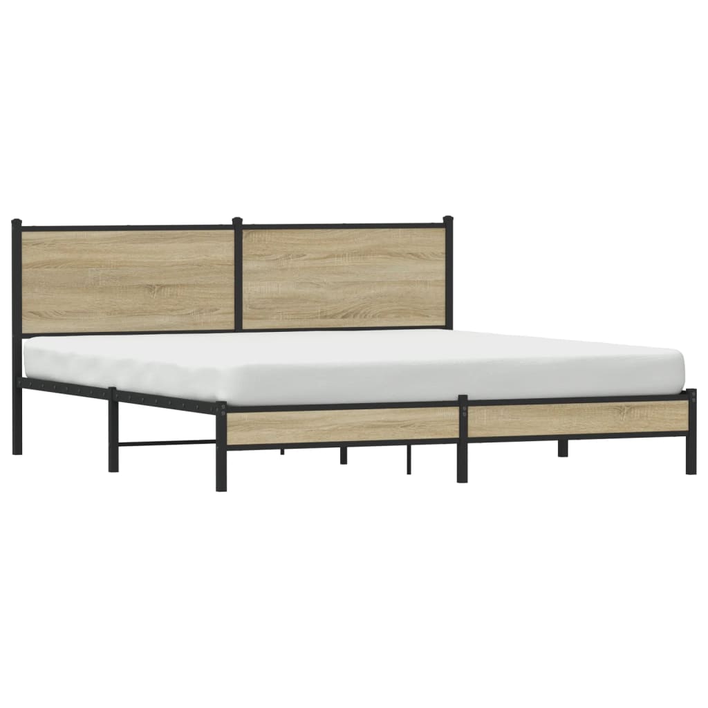 Metal Bed Frame without Mattress Sonoma Oak 183x213 cm