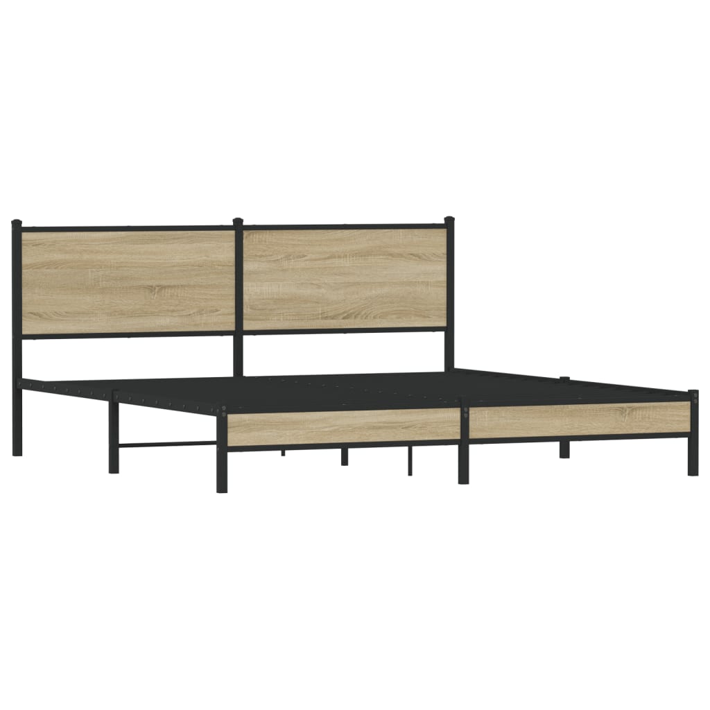 Metal Bed Frame without Mattress Sonoma Oak 183x213 cm