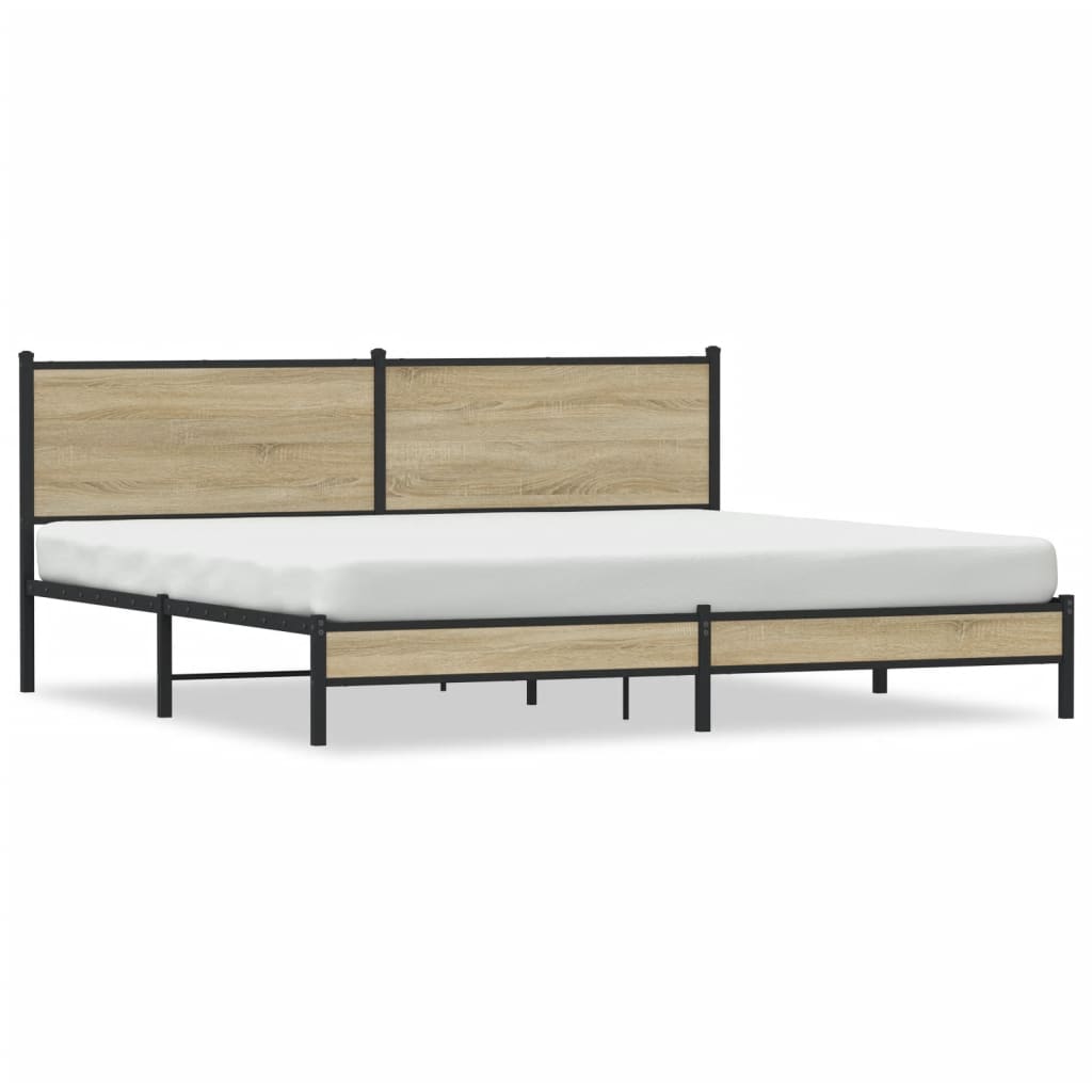 Metal Bed Frame without Mattress Sonoma Oak 193x203 cm