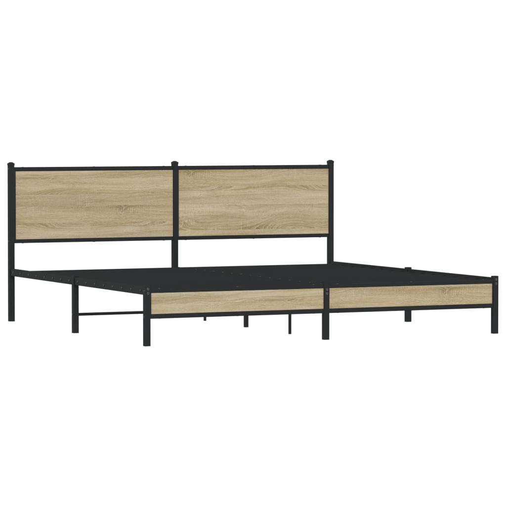 Metal Bed Frame without Mattress Sonoma Oak 193x203 cm