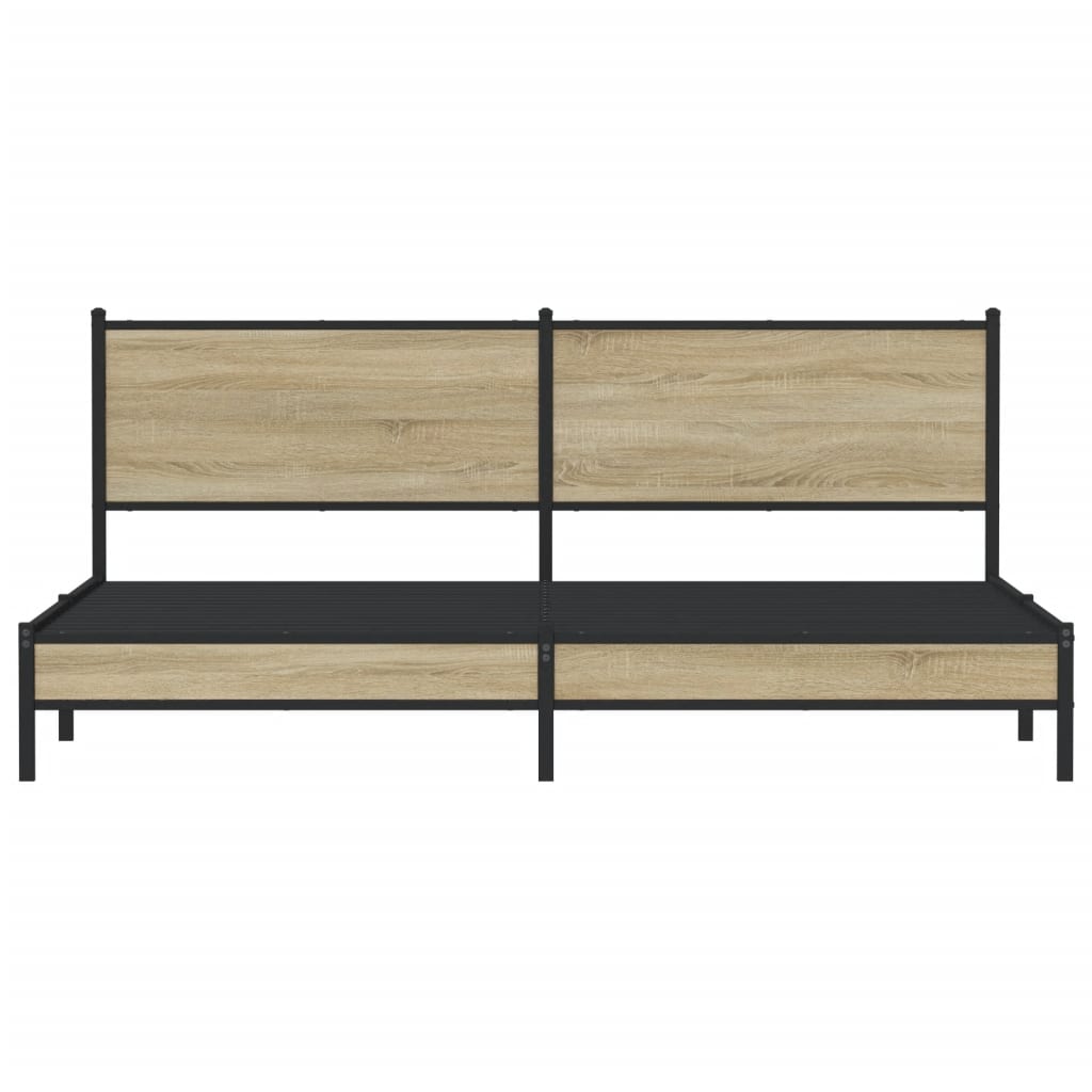 Metal Bed Frame without Mattress Sonoma Oak 193x203 cm