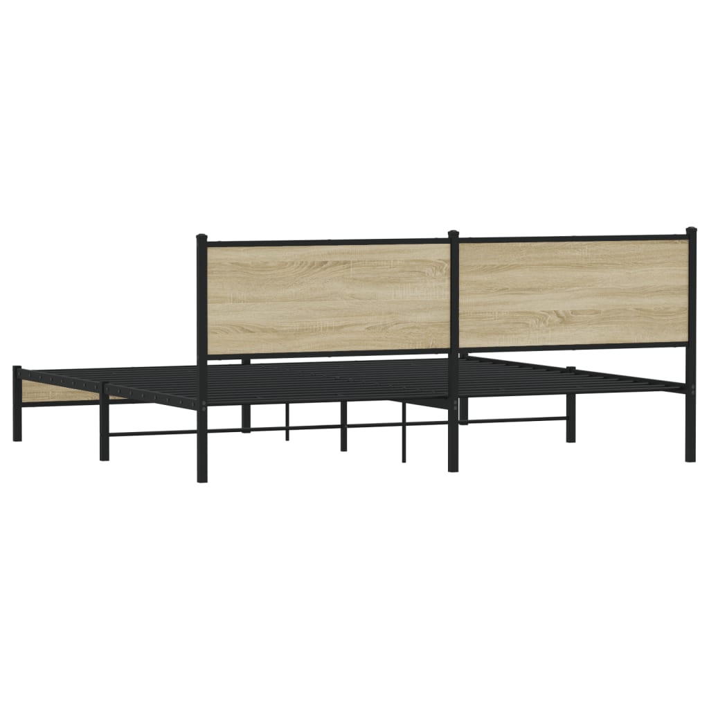Metal Bed Frame without Mattress Sonoma Oak 193x203 cm