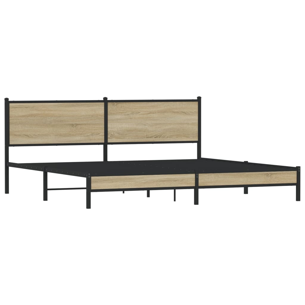 Metal Bed Frame without Mattress Sonoma Oak 200x200 cm