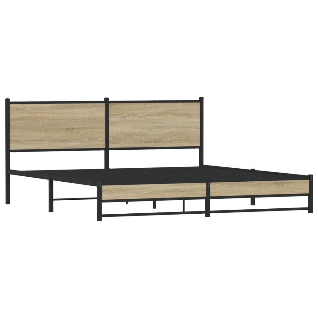 Metal Bed Frame without Mattress Sonoma Oak 180x200 cm Super King
