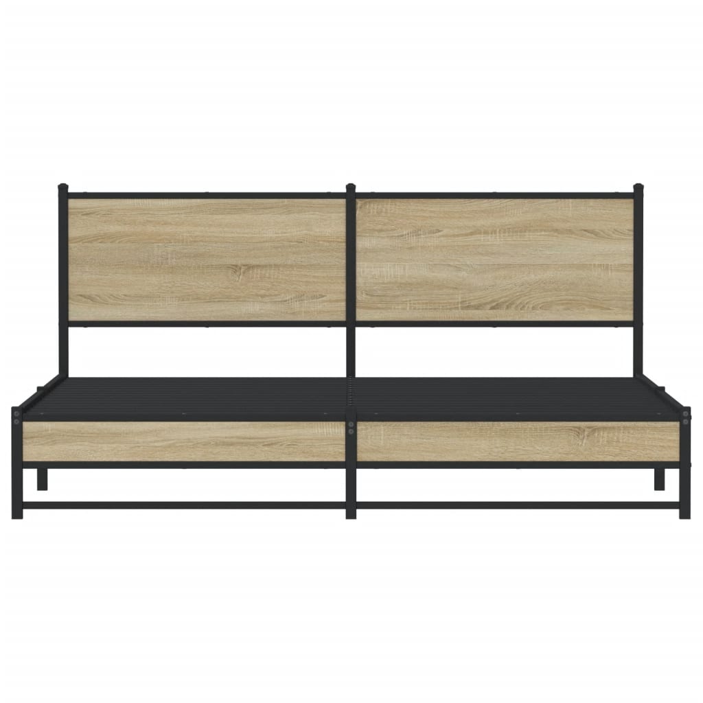 Metal Bed Frame without Mattress Sonoma Oak 180x200 cm Super King