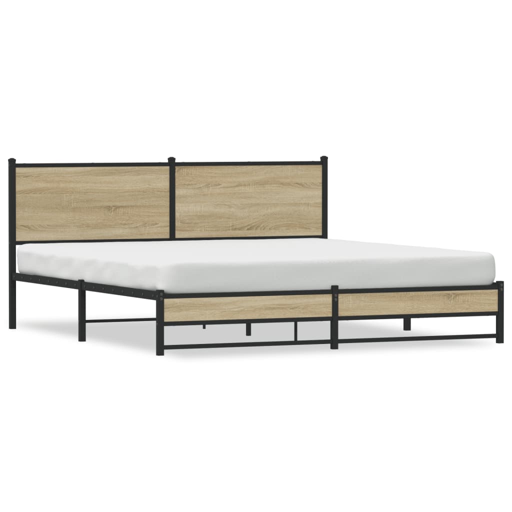 Metal Bed Frame without Mattress Sonoma Oak 183x213 cm