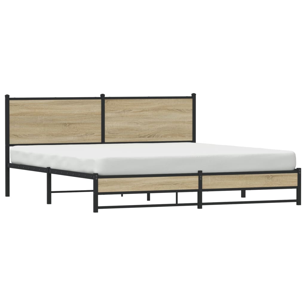 Metal Bed Frame without Mattress Sonoma Oak 183x213 cm