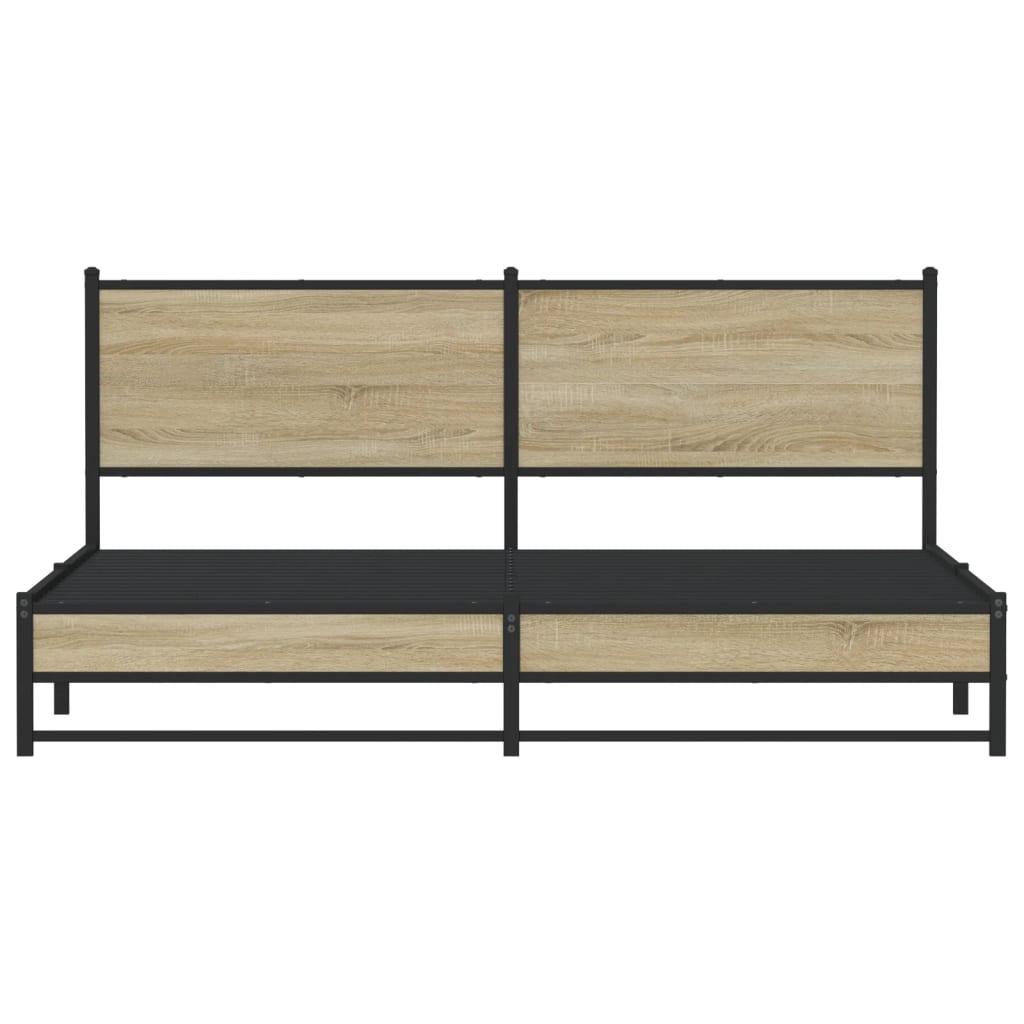 Metal Bed Frame without Mattress Sonoma Oak 183x213 cm