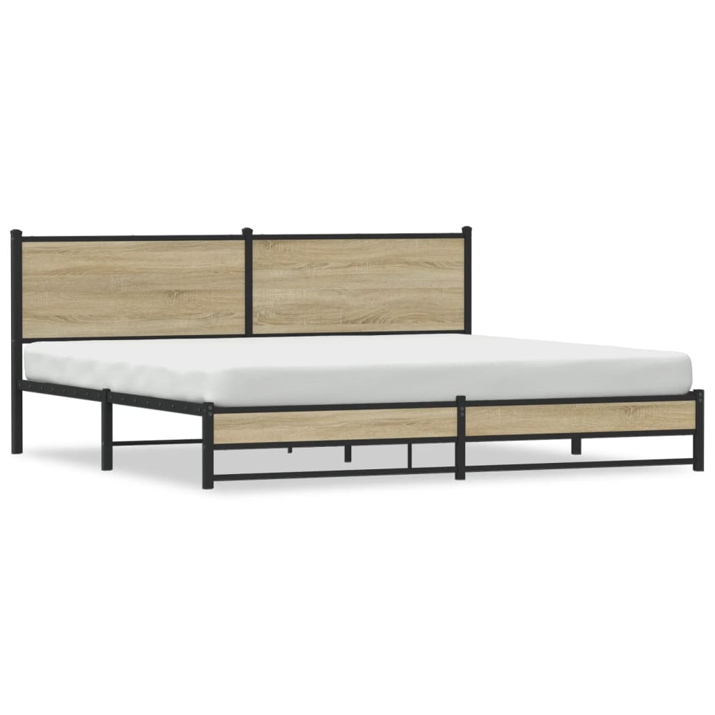 Metal Bed Frame without Mattress Sonoma Oak 193x203 cm