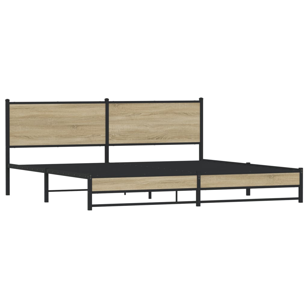 Metal Bed Frame without Mattress Sonoma Oak 193x203 cm