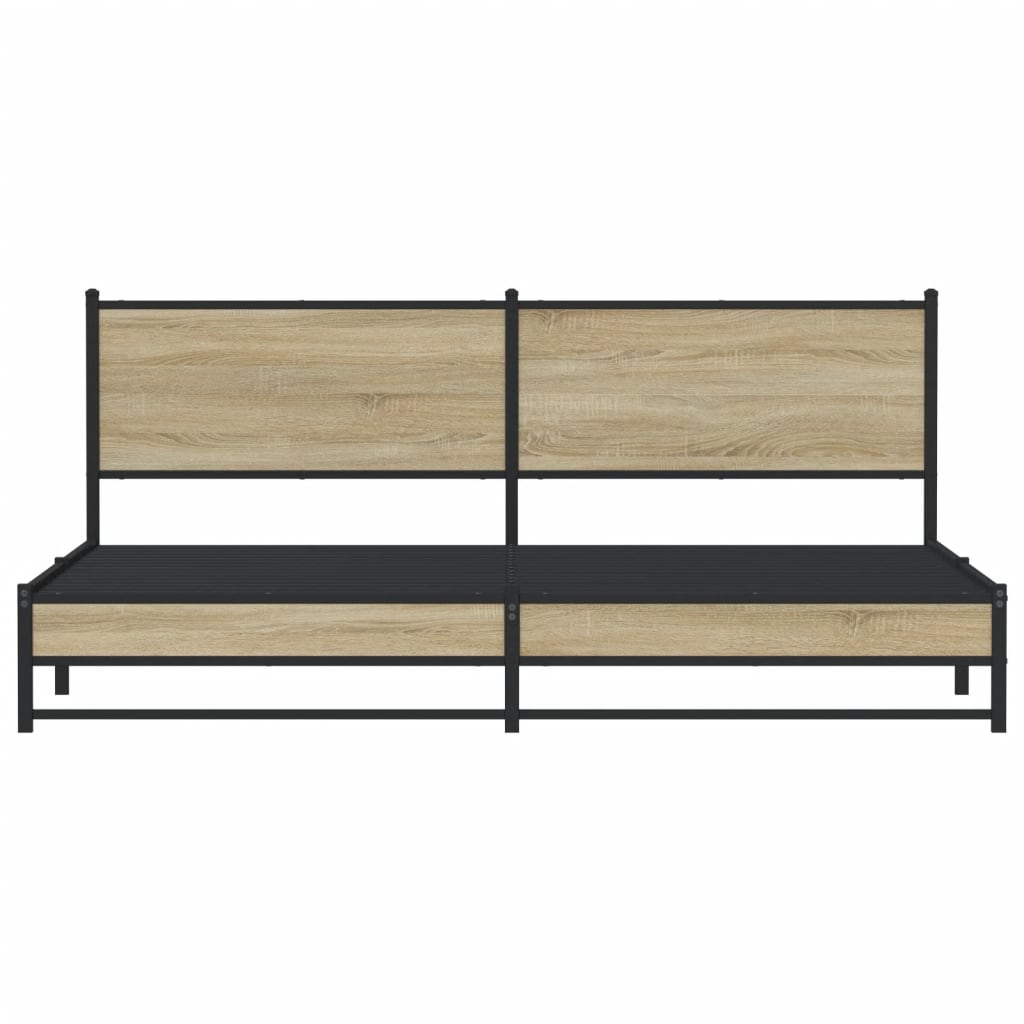 Metal Bed Frame without Mattress Sonoma Oak 193x203 cm
