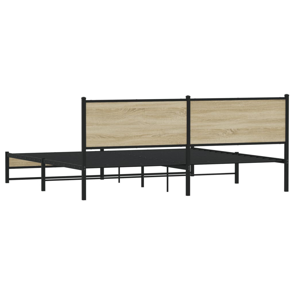 Metal Bed Frame without Mattress Sonoma Oak 193x203 cm