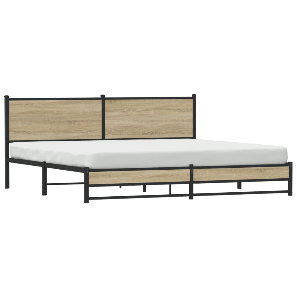 Metal Bed Frame without Mattress Sonoma Oak 200x200 cm