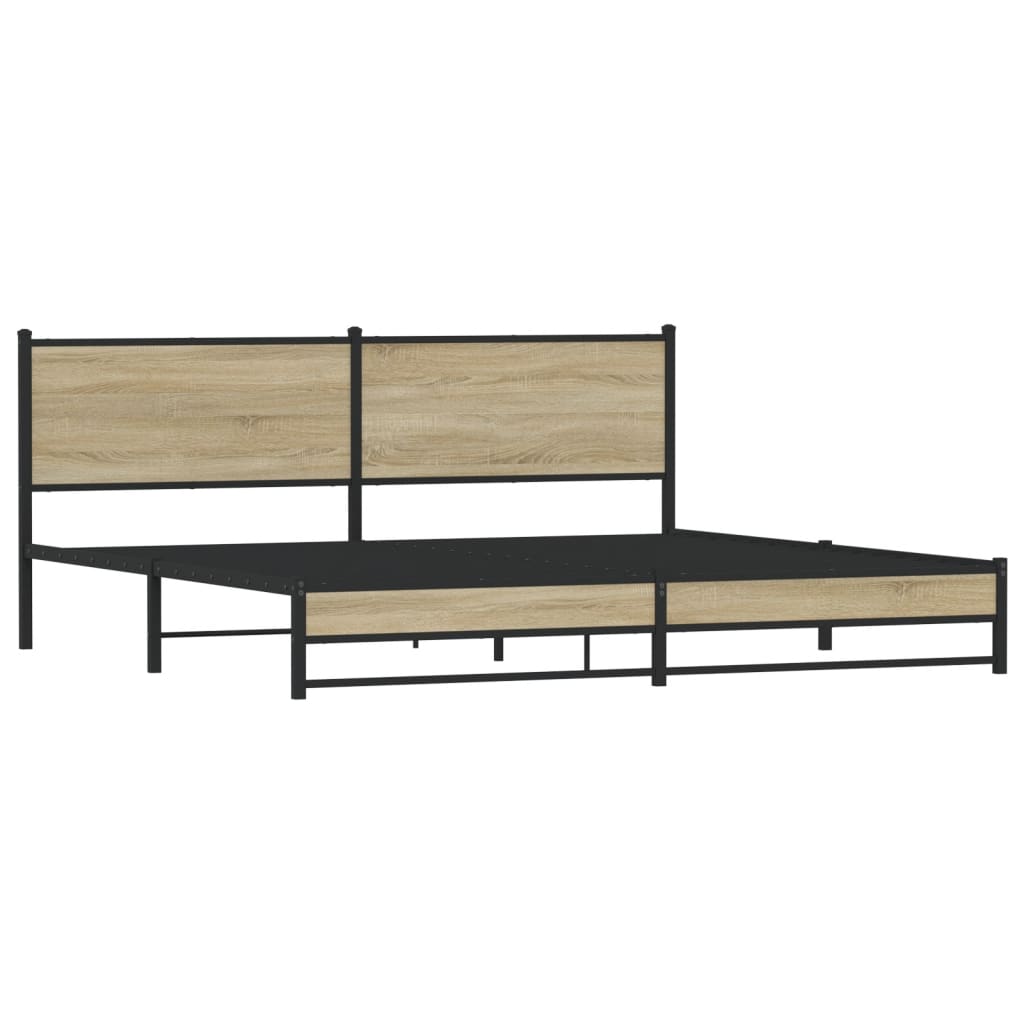 Metal Bed Frame without Mattress Sonoma Oak 200x200 cm