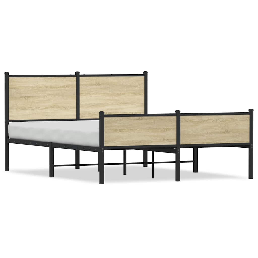 Metal Bed Frame without Mattress Sonoma Oak 150x200 cm King Size