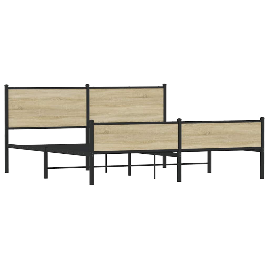 Metal Bed Frame without Mattress Sonoma Oak 180x200 cm Super King